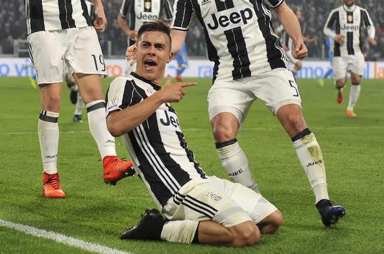 Dybala Juventus-Napoli semifinale coppa italia nella foto esultanza Dybala
