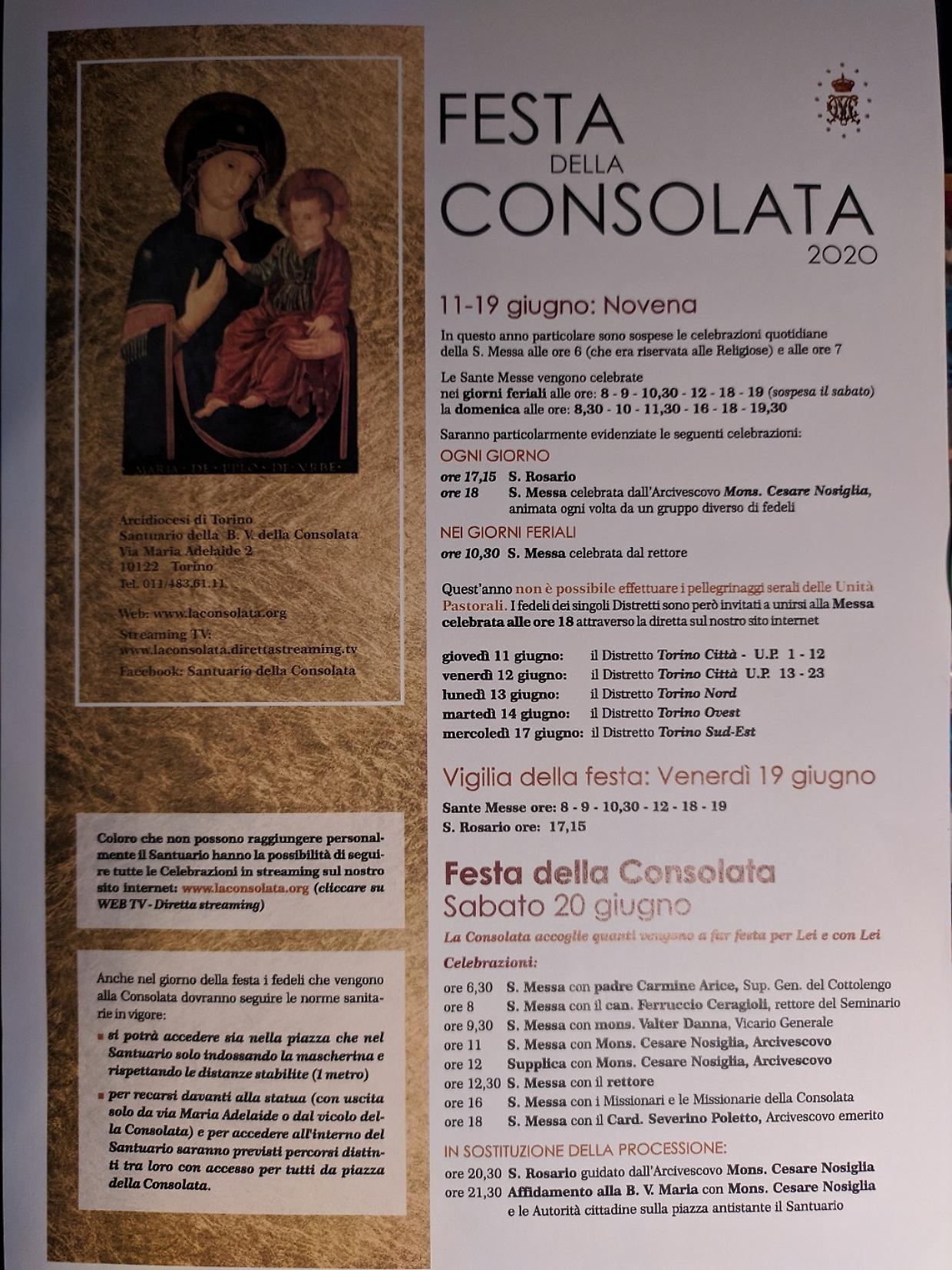 Festa della Consolata 2020
