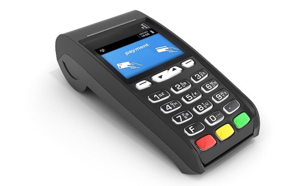 card payment terminal POS terminal isolated on white background