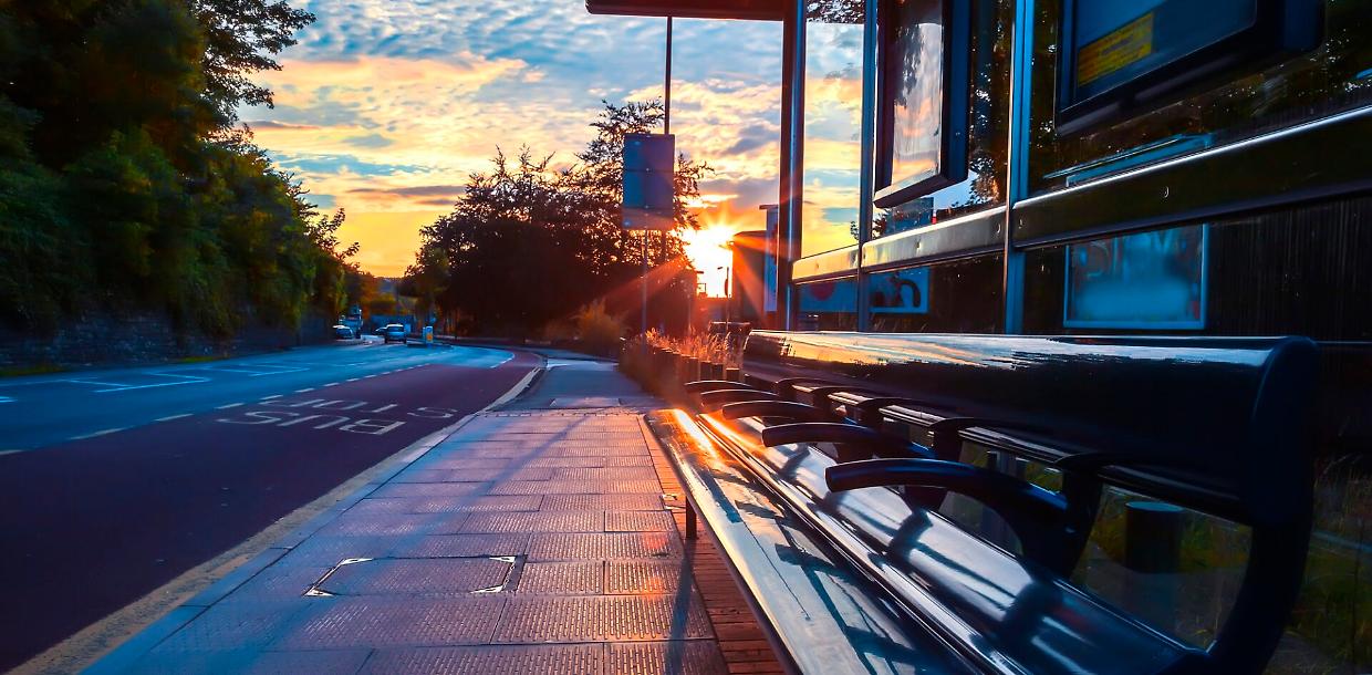 evening bus stop