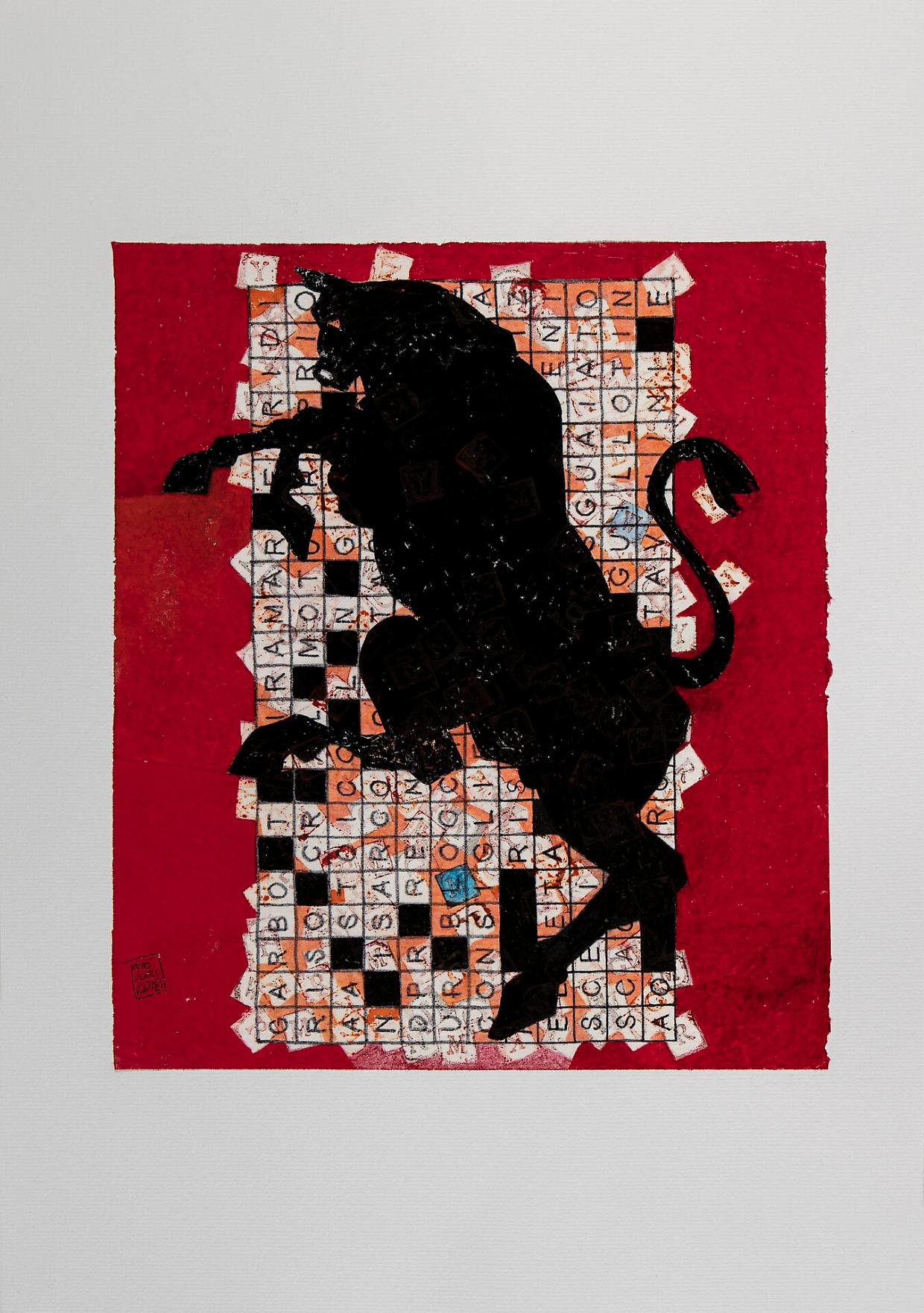 toro cruciverba_2018_27x31_pennarello e pantone su carta cerata