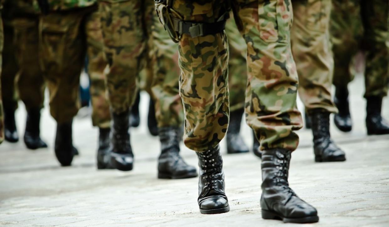 Soldiers of the armed forces marching