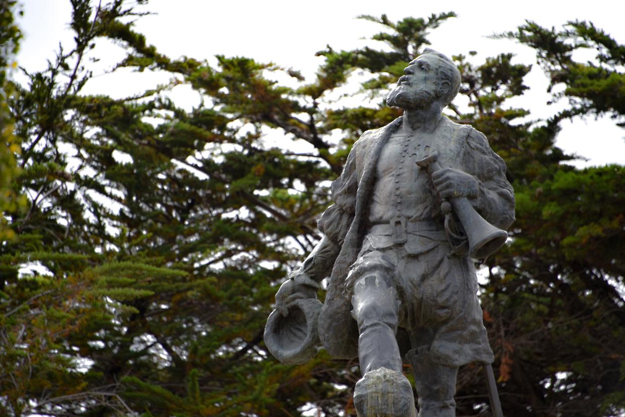 Memorial to Ferdinand Magellan in the town of Punta Arenas, Chil