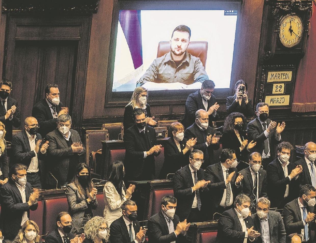 Ukrainian President Zelensky Addresses Italian Parliament By Video