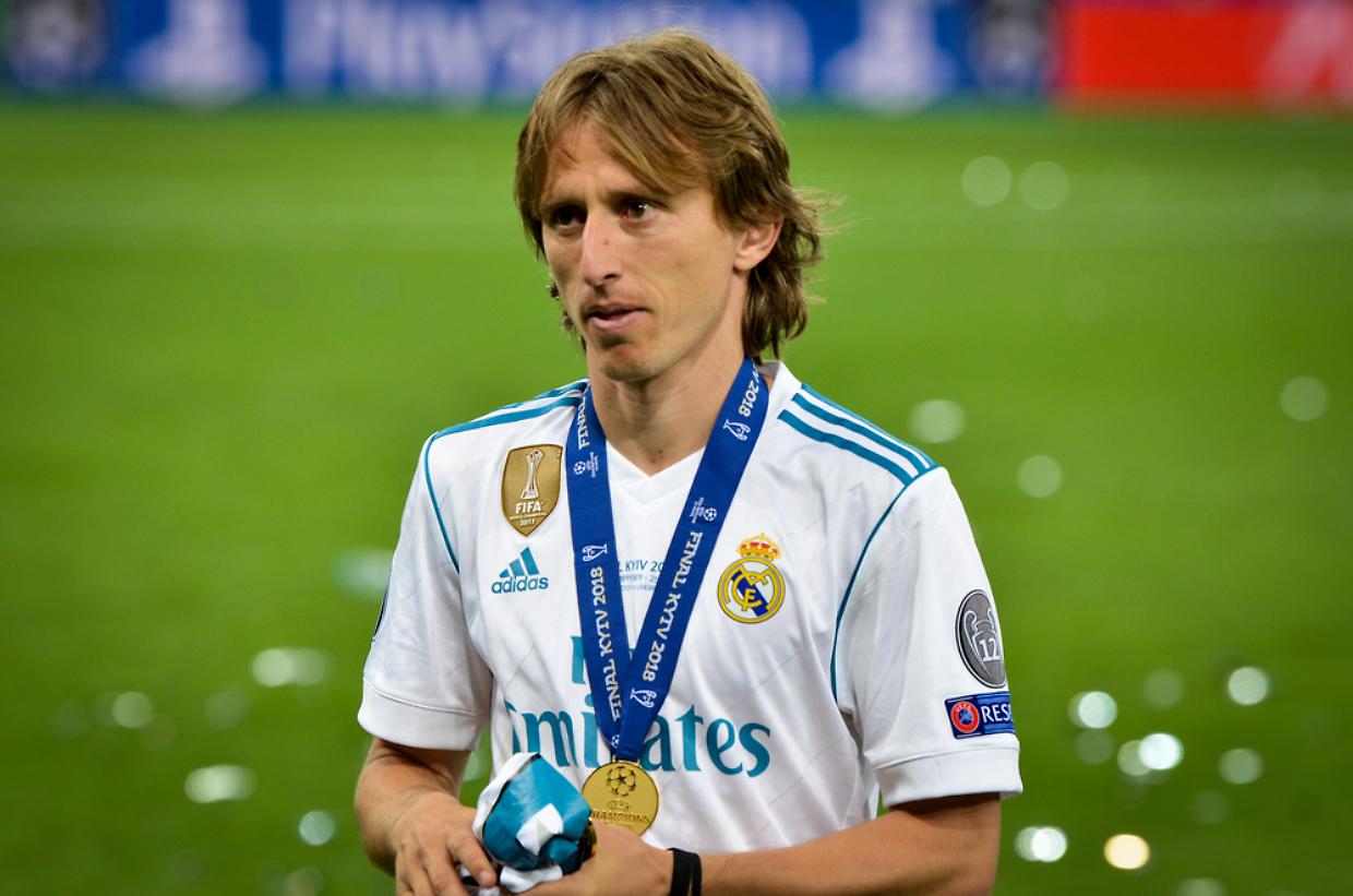 KYIV, UKRAINE - MAY 26, 2018: Luka Modric of Real Madrid celebra