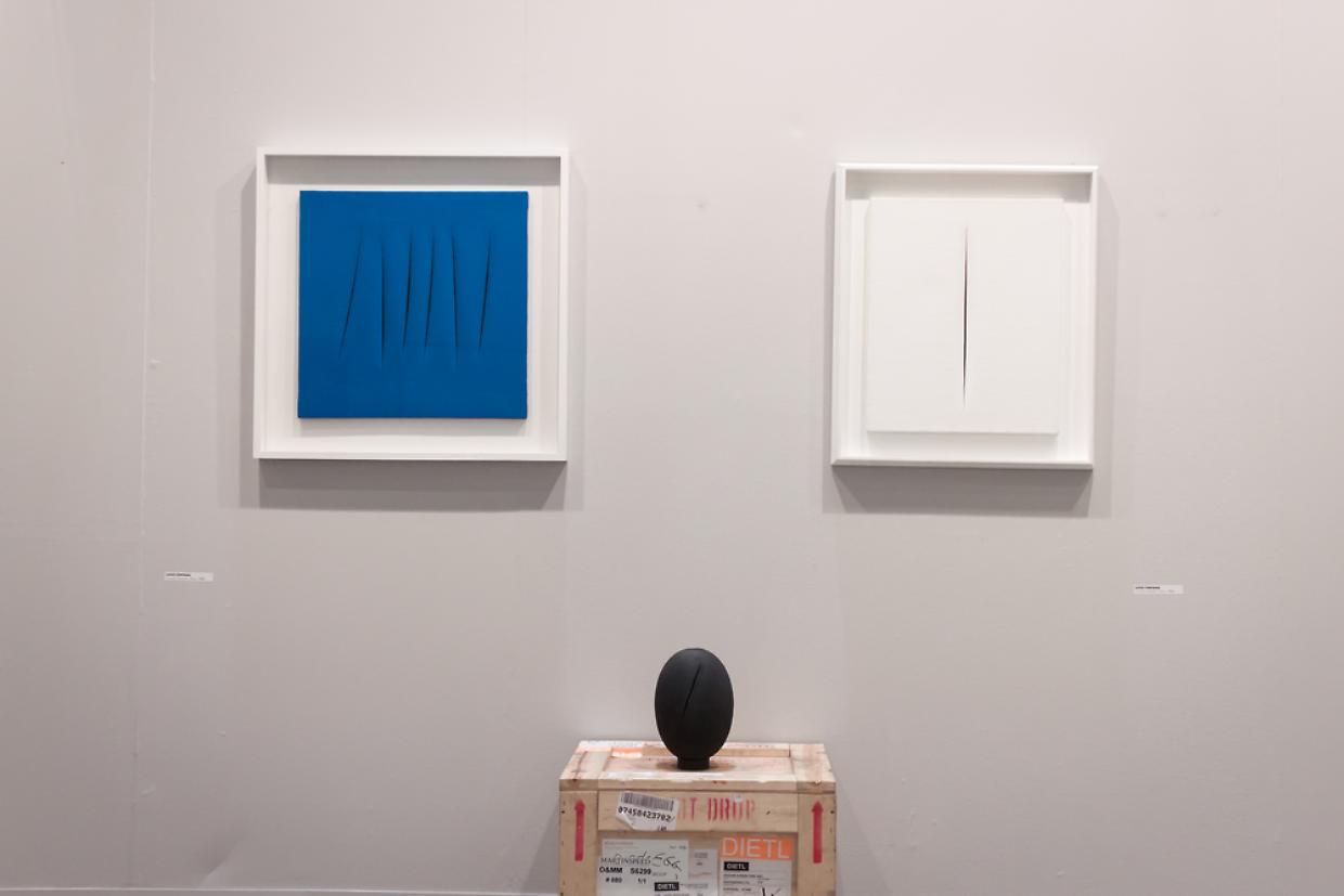 Fontana's work of art at Miart 2014 in Milan, Italy
