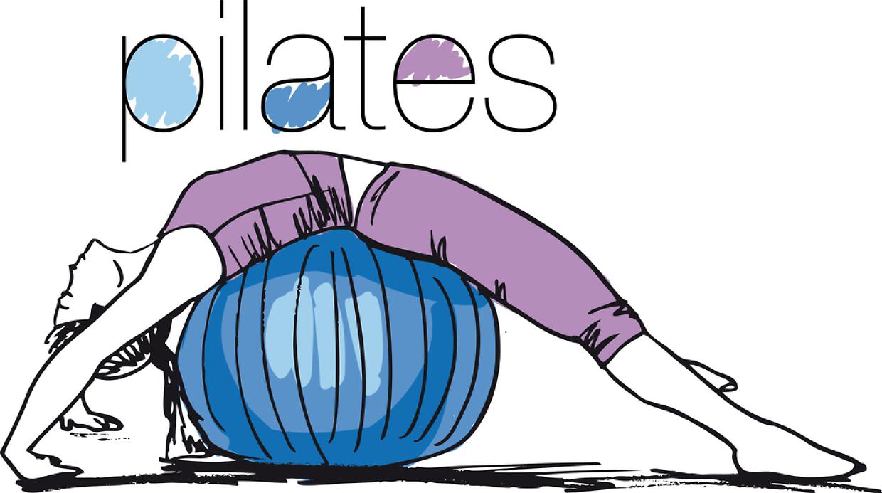 Sketch of woman doing pilates. Vector illustration