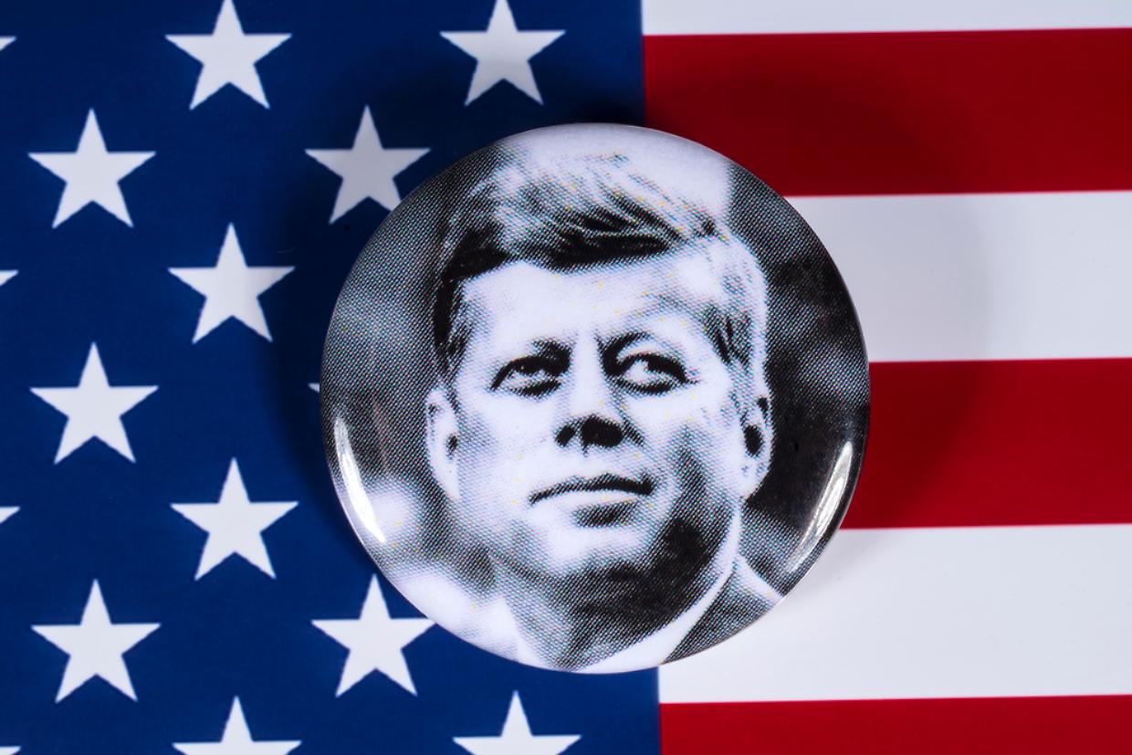 John F Kennedy and the USA Flag