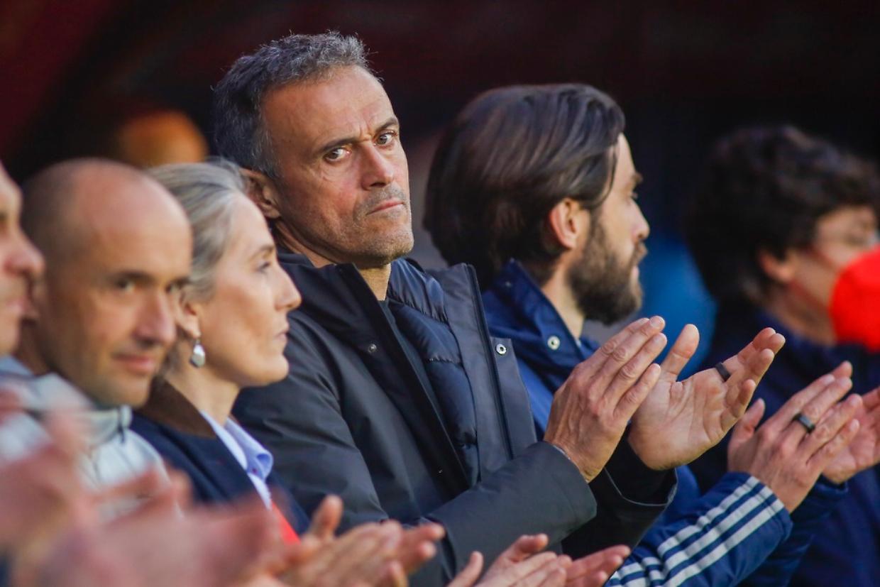 Luis Enrique, Head Coach of Spain reacts during the international friendly match between Spain and Iceland