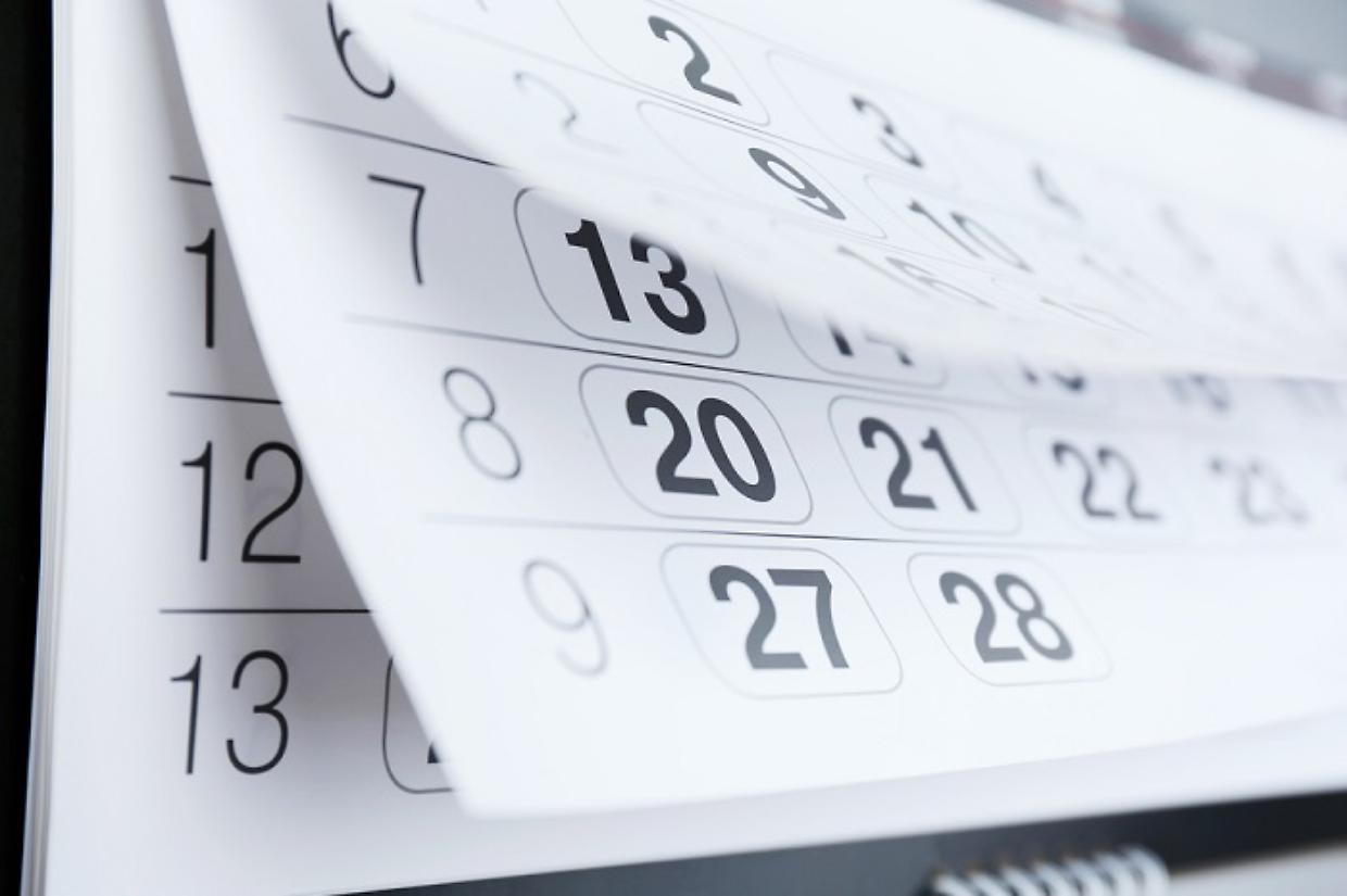 Closeup of calendar page