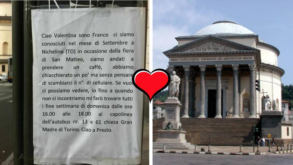 Il volantino che Franco ha lasciato alla Gran Madre per Valentina