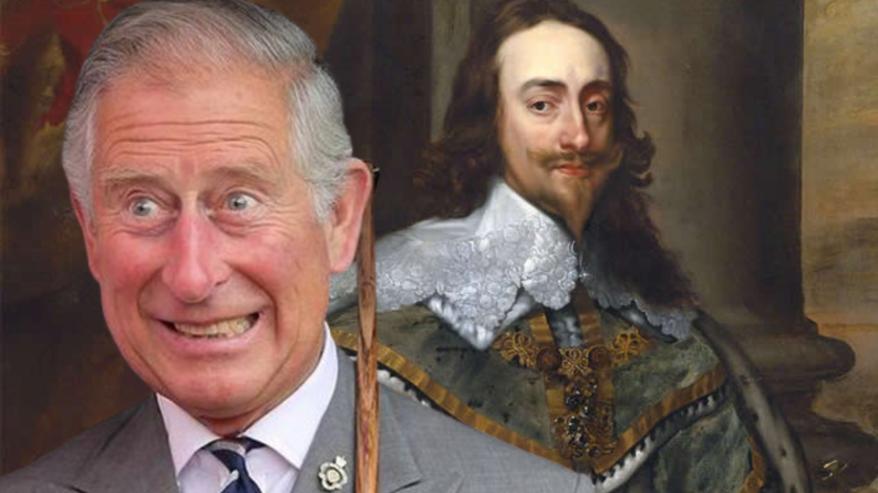 Re Carlo III e, sullo sfondo, Carlo I Stuart