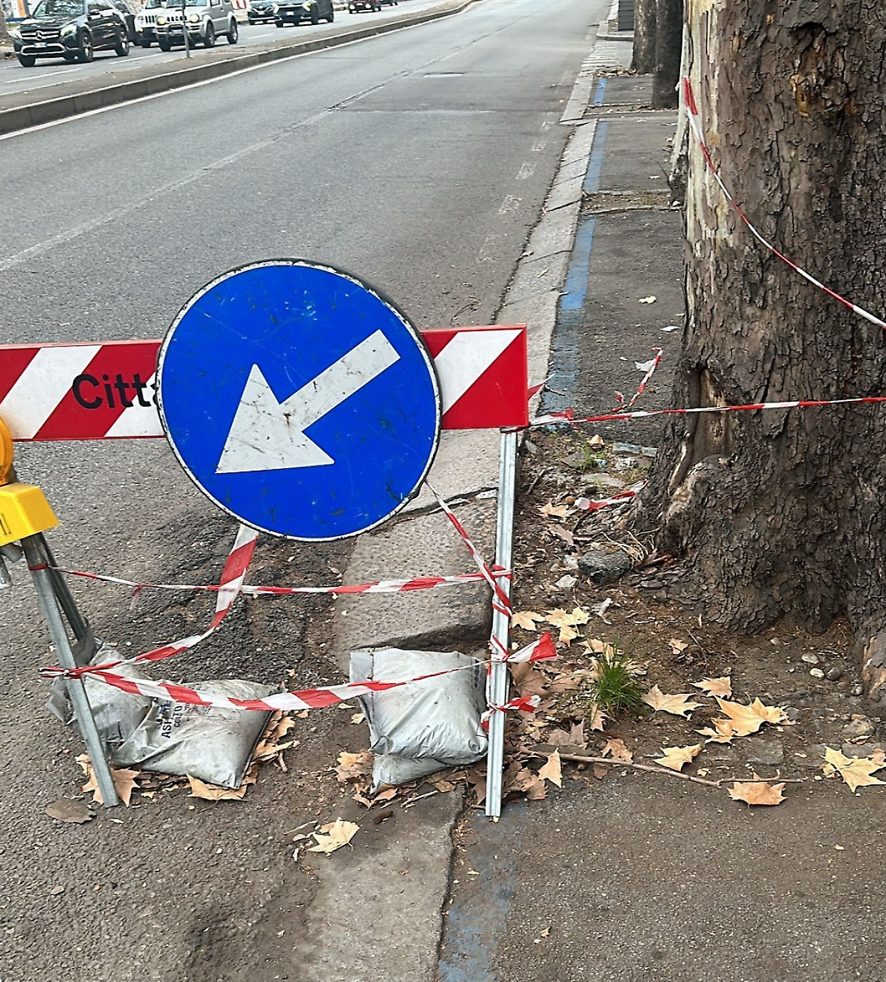 Sconnessione del manto stradale in corso Massimo