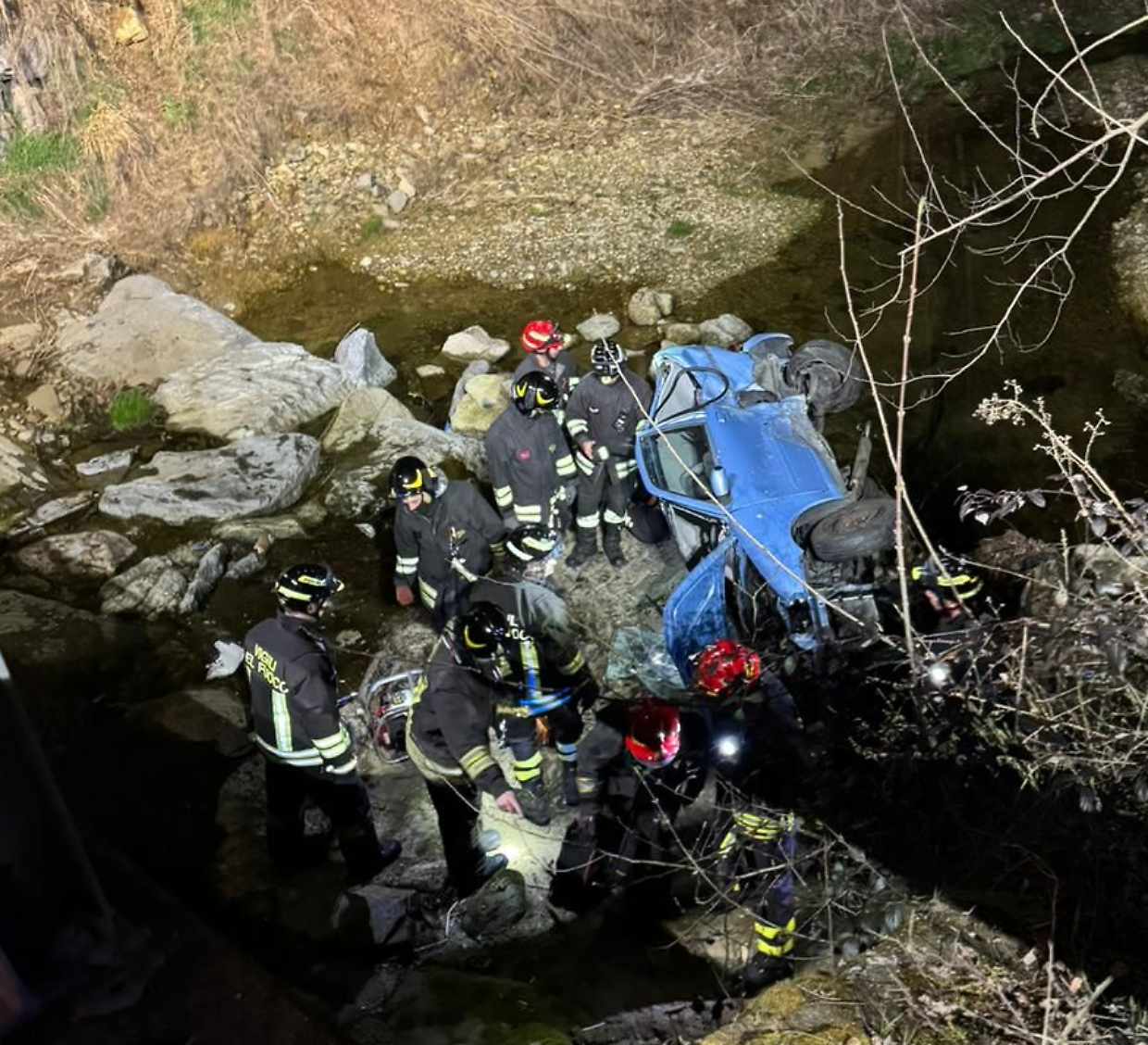 L'auto nel torrente a Lombardore