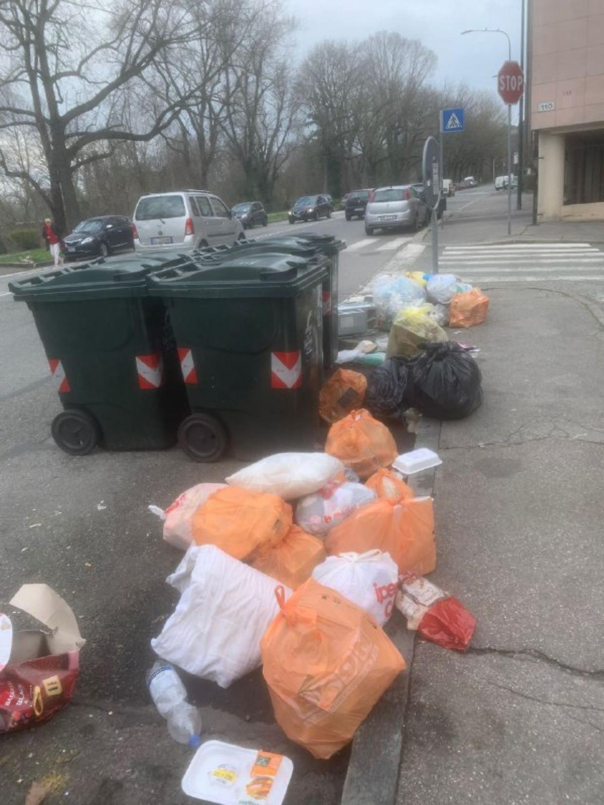 Rifiuti abbandonati accanto ai cassonetti svuotati