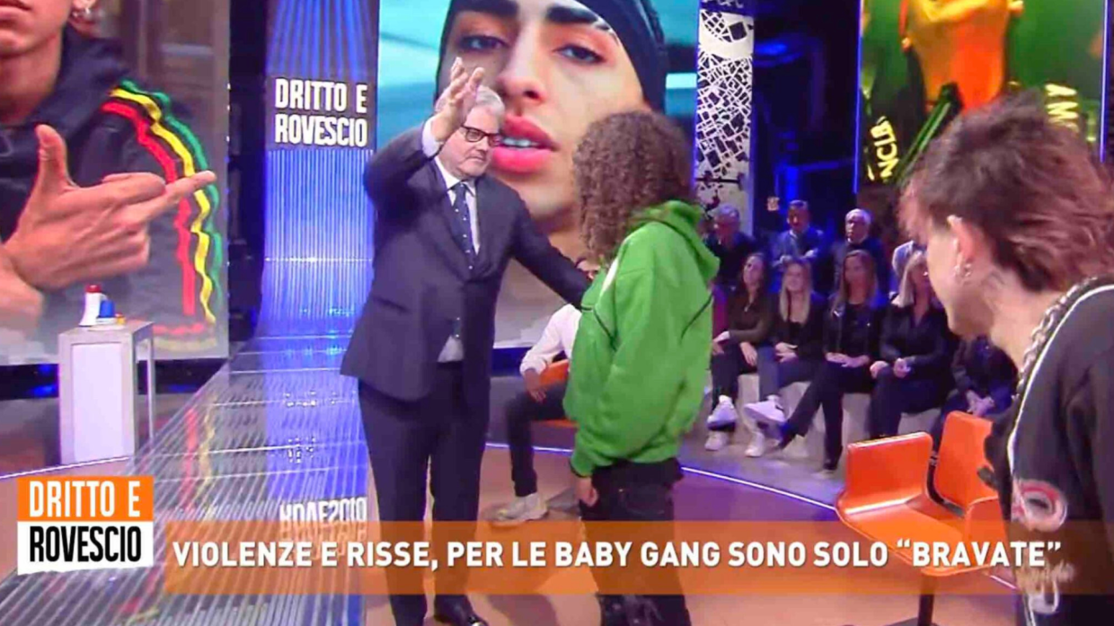 Momenti di tensione durante "Dritto e Rovescio" (Fonte Mediaset)