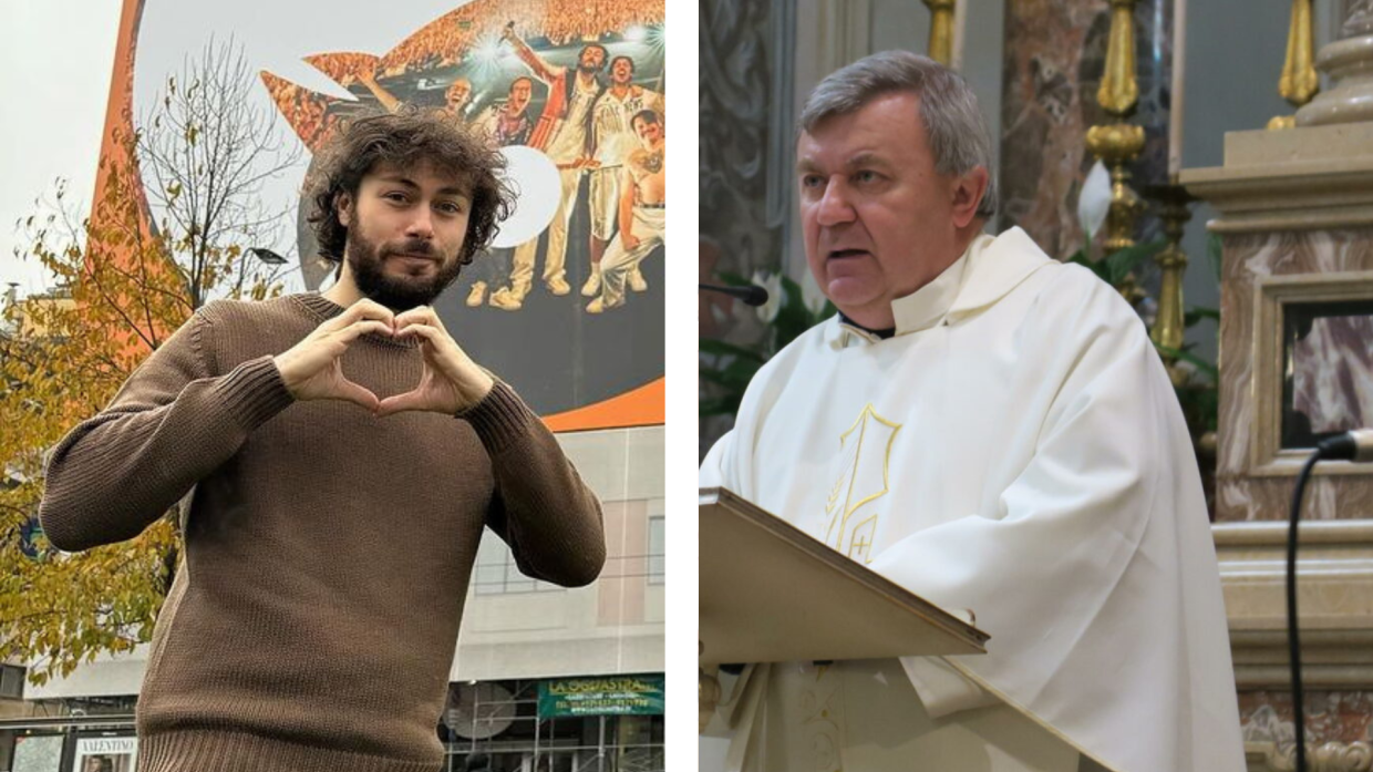 Riccardo Zanotti, frontman dei Pinguini Tattici Nucleari, e Don Beppe Zorzan 