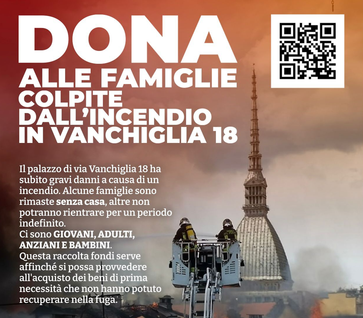Palazzo distrutto dall’incendio, raccolta fondi per le famiglie