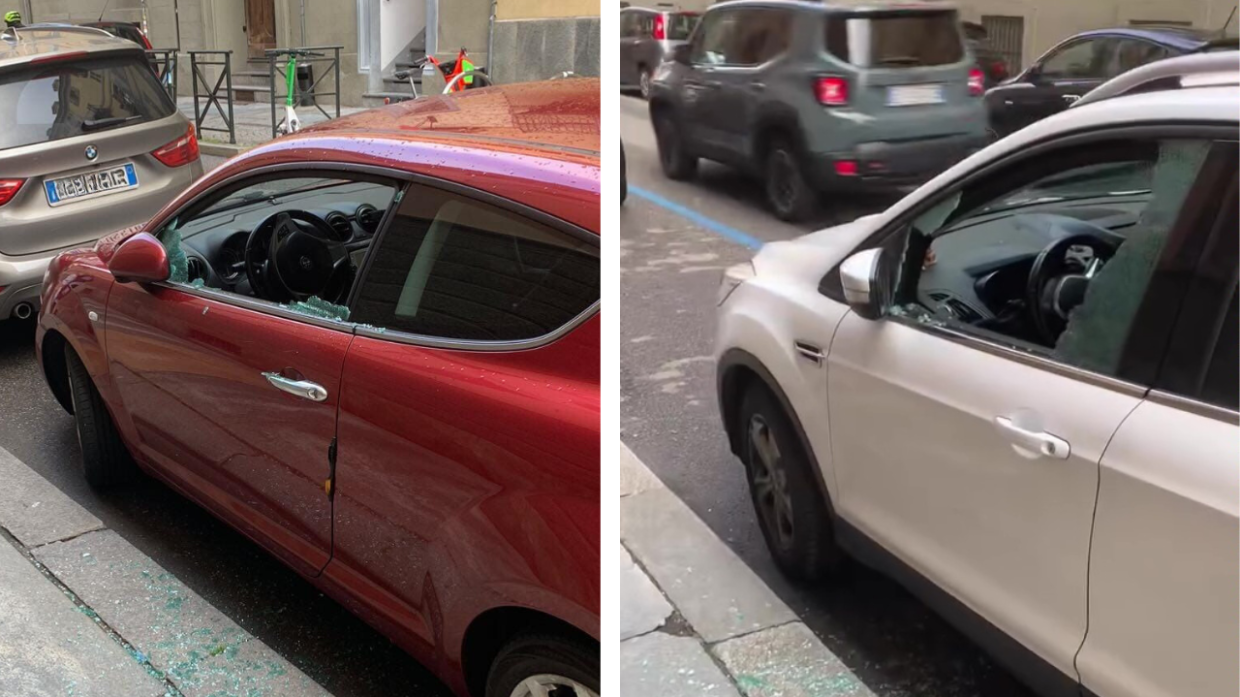 Vandali anche nel centro di Torino, distrutti i finestrini delle auto