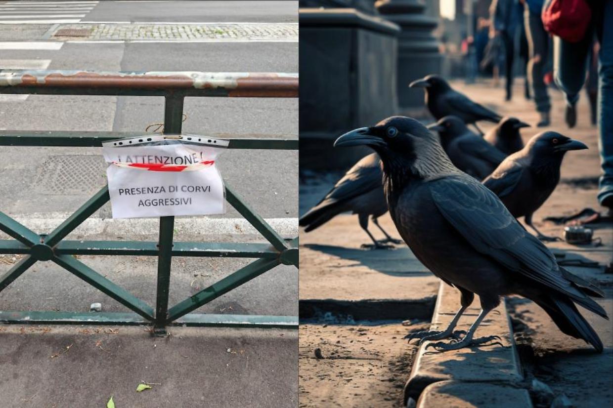 "Attenzione! presenza di corvi aggressivi", ecco il cartello che preoccupa la città