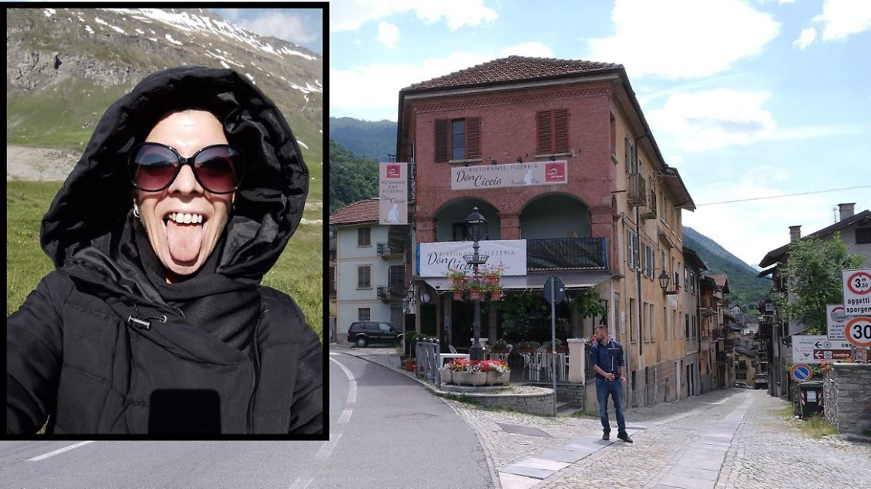 Mara Favro, 51 anni, nel riquadro. Sullo sfondo, il "Don Ciccio" di Chiomonte