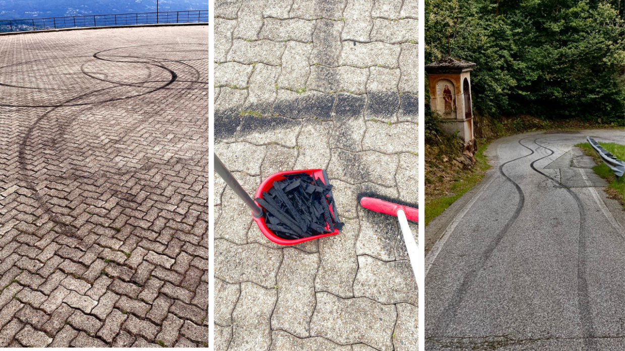 I vandali trasformano il Santuario di Belmonte  in un' arena automobilistica