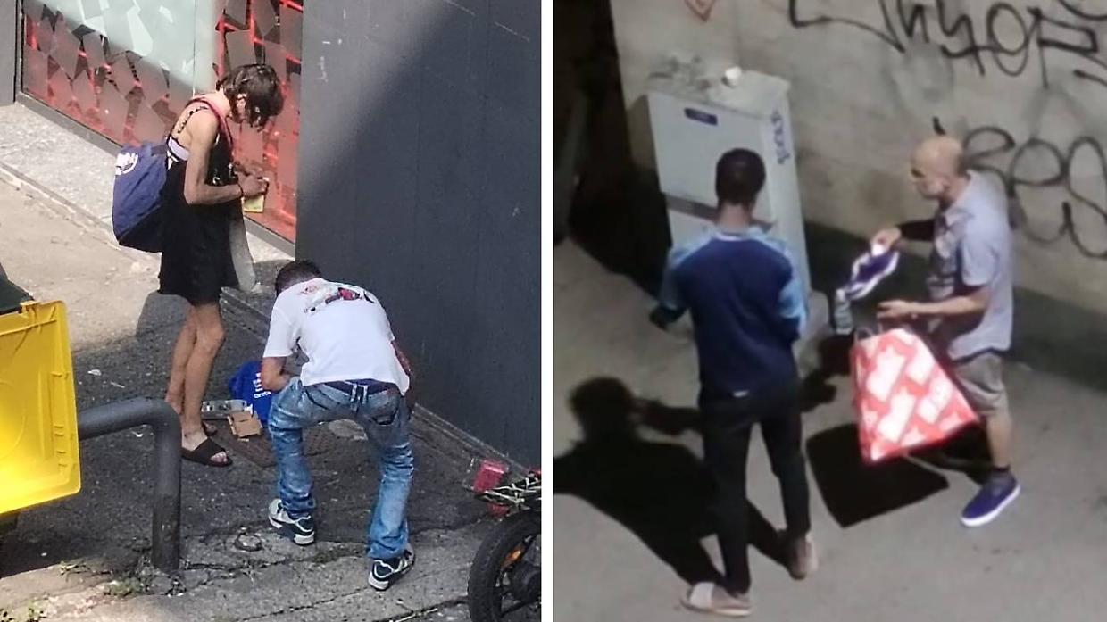 Nelle immagini, alcuni oggetti rubati vengono rivenduti. Il bottino serve a ricavare i soldi per la droga