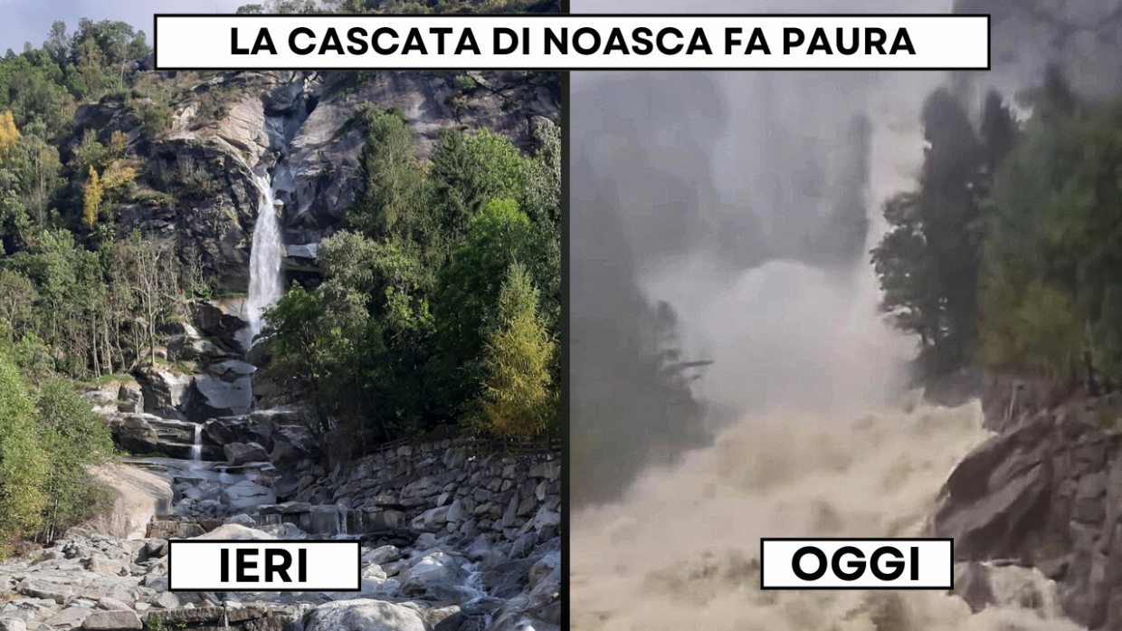 Maltempo, paura anche nelle Valli di Lanzo. La cascata di Noasca fa paura