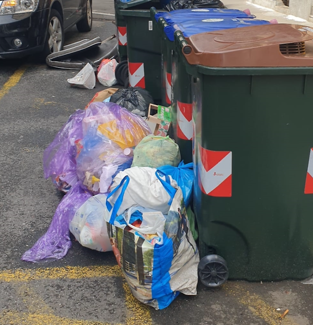 Troppi rifiuti ingombranti davanti al pastificio: «Spostate quei bidoni»