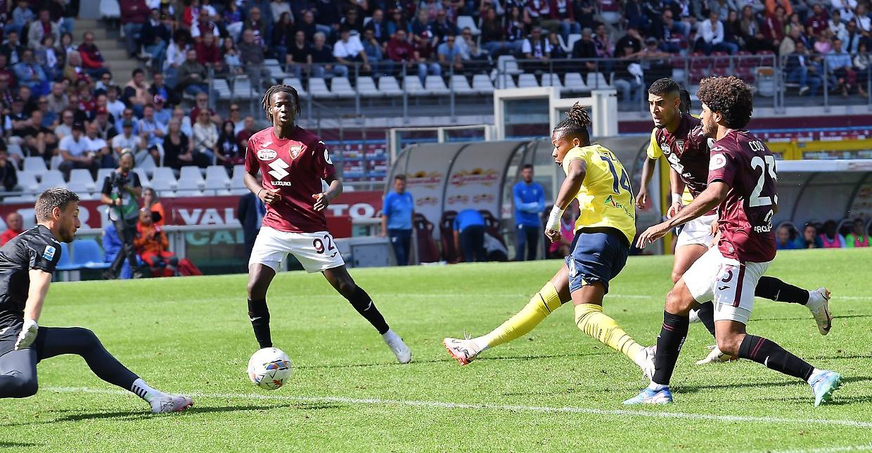 L'immagine del gol di Noslin in Torino-Lazio
