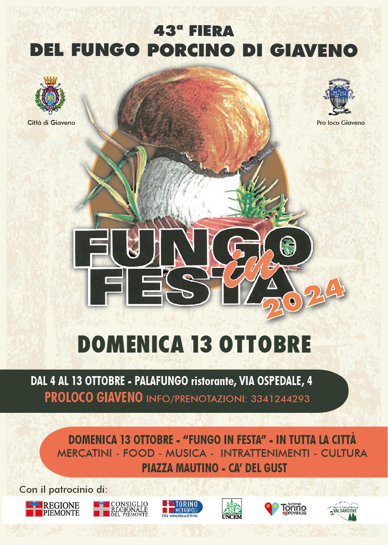 Al via la 43° Fiera del Fungo Porcino di Giaveno