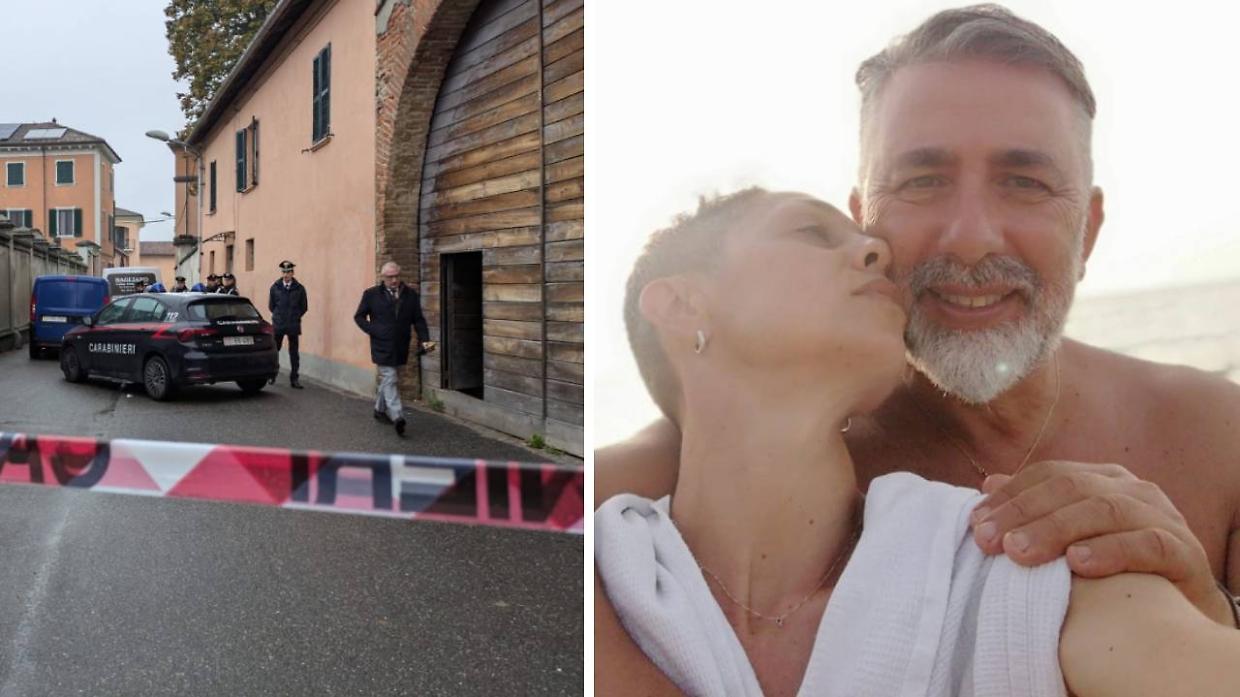I carabinieri sul luogo del femminicidio e, a destra, Giovanni Salamone e Patrizia Russo
