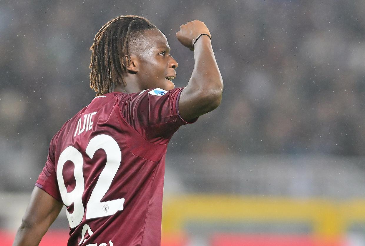 L'attaccante del Torino, Njie, che ha deciso la sfida contro il Como