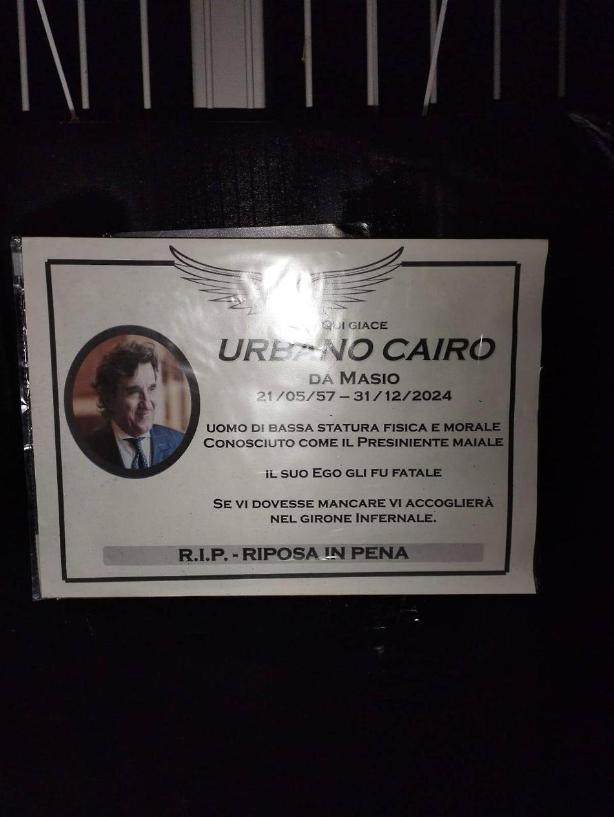 Immagini choc al Filadelfia: la contestazione a Cairo diventa a tinte macabre...