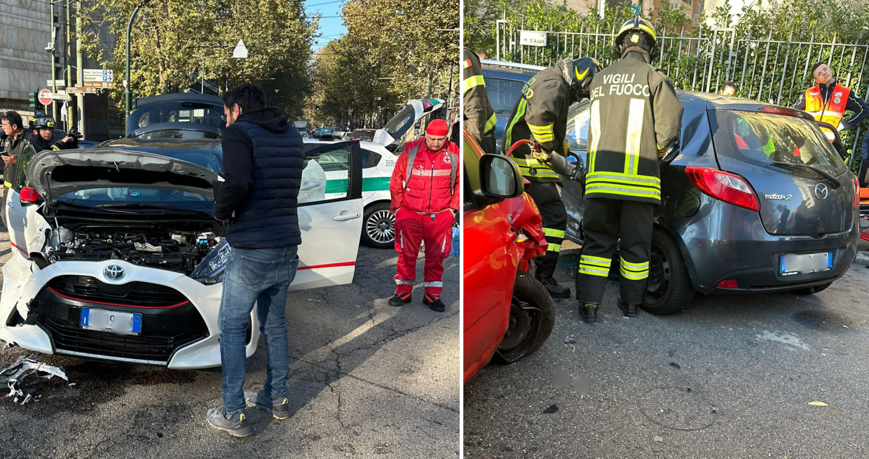 Tris di incidenti fra corso Vittorio e corso Massimo, feriti a catena e ingorgo da paura