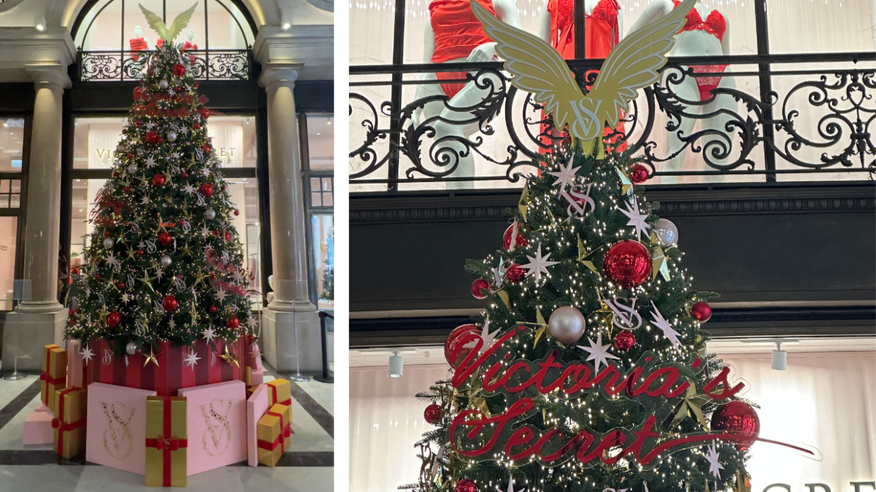 Tra brillantini e decorazioni rosa: lo chic dell'albero di Victoria Secret a Torino 