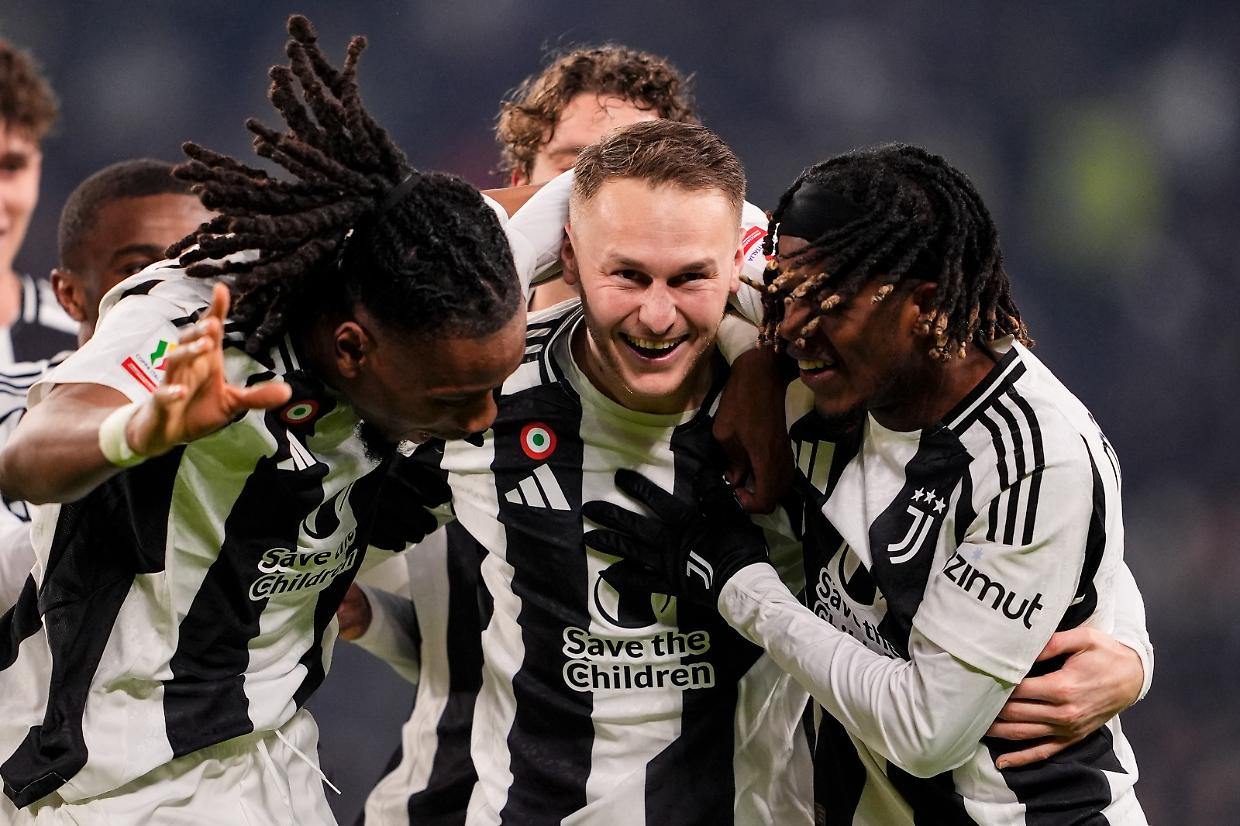 L'esultanza di Teun Koopmeiners dopo la splendida punizione in Juve-Cagliari
