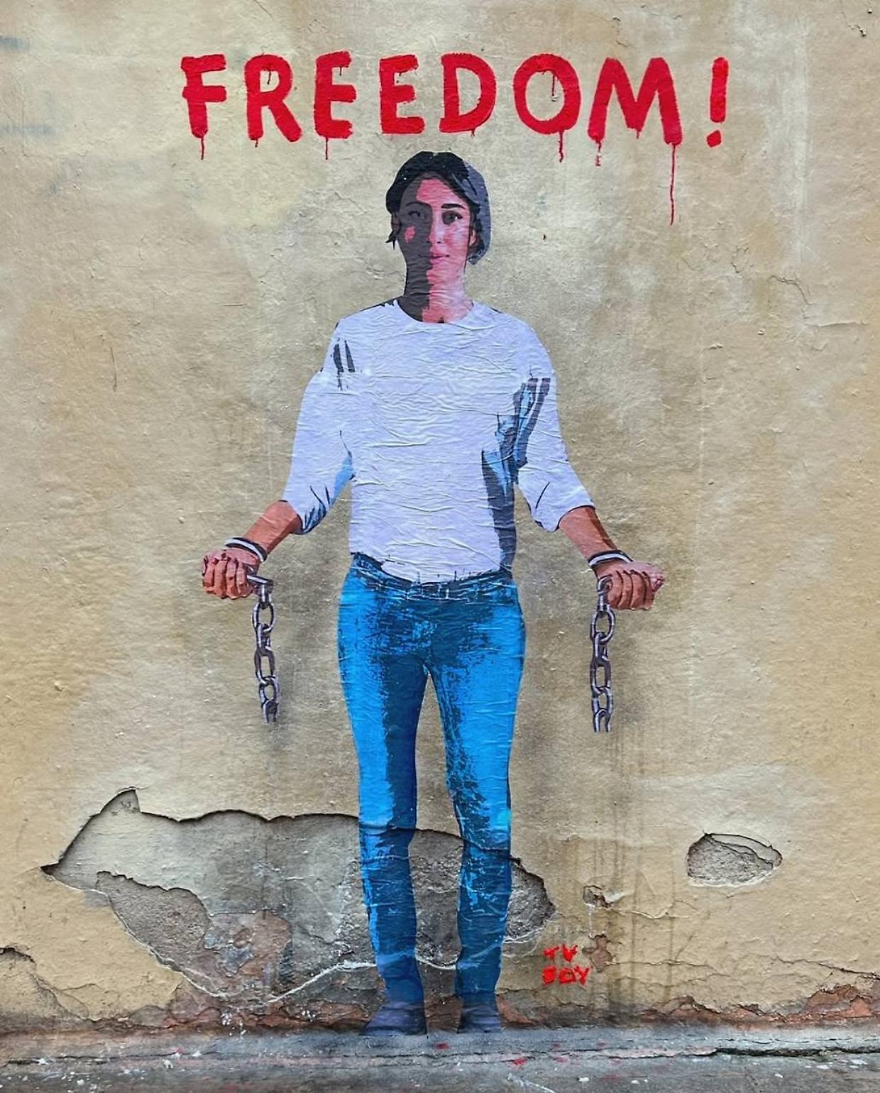 Cecilia Sala è già un murales (Fonte @Tvboy Instagram)