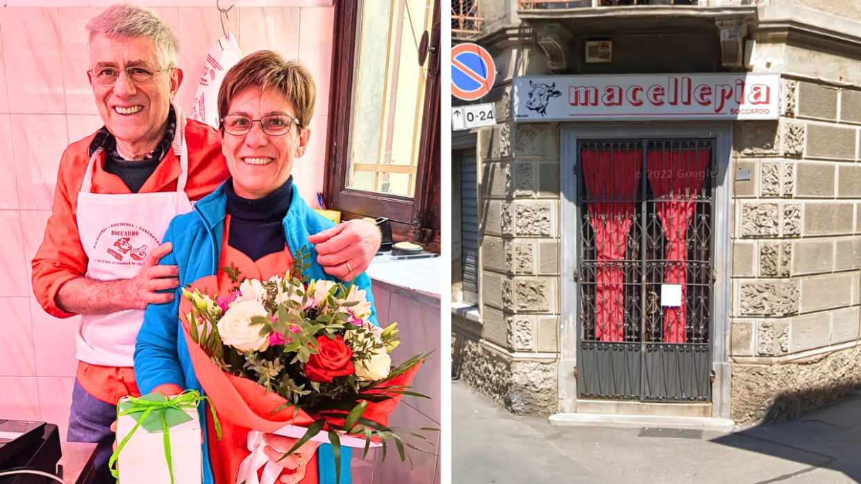 La macelleria del paese chiude dopo 44 anni e per salutare i titolari arriva la filarmonica