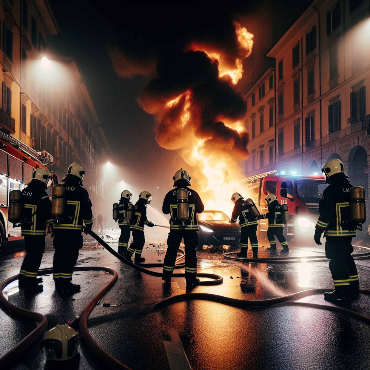 Auto in fiamme a Pozzo Strada: l'intervento delle autorità 