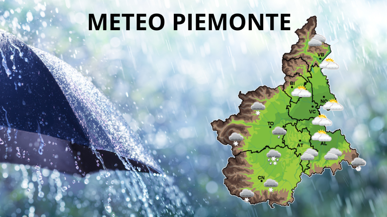 Meteo Piemonte, preparate gli ombrelli: arrivano la pioggia e la neve