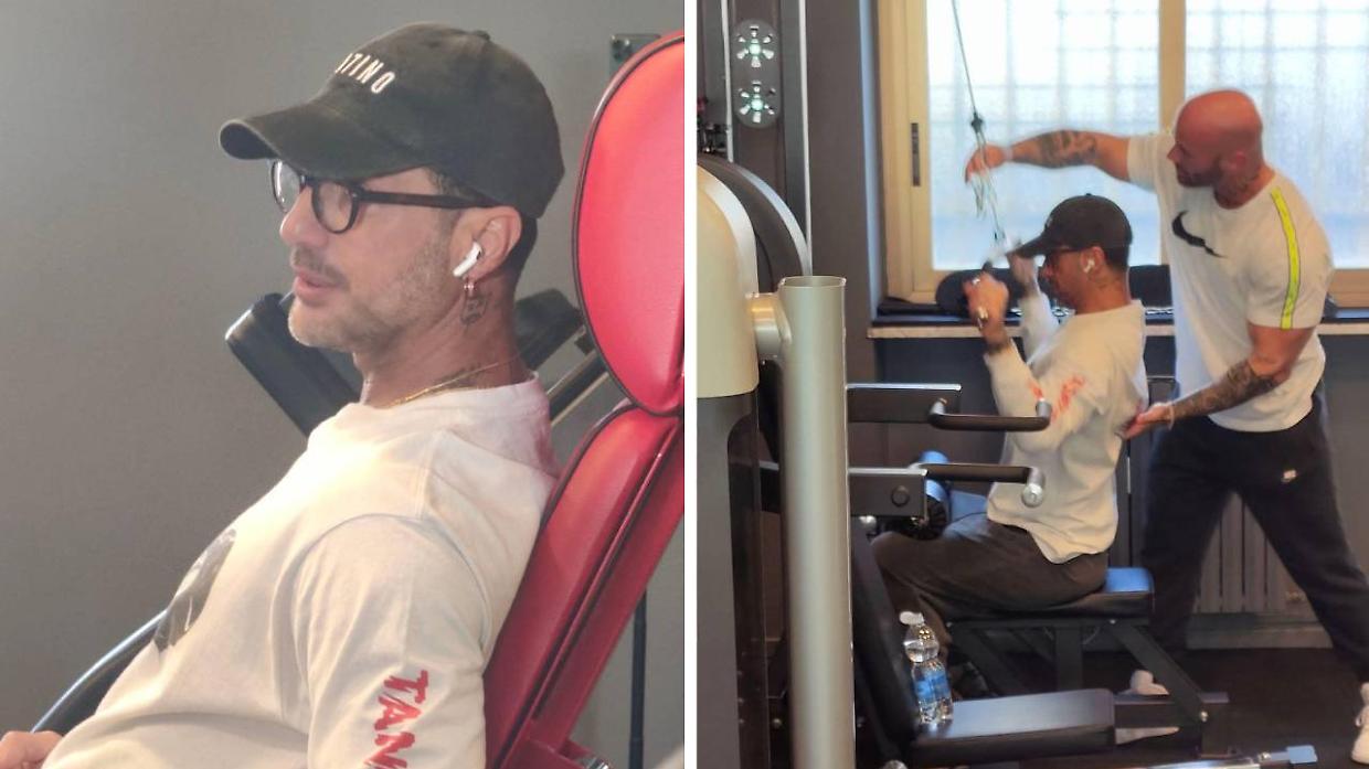 Fabrizio Corona in palestra a Rivoli