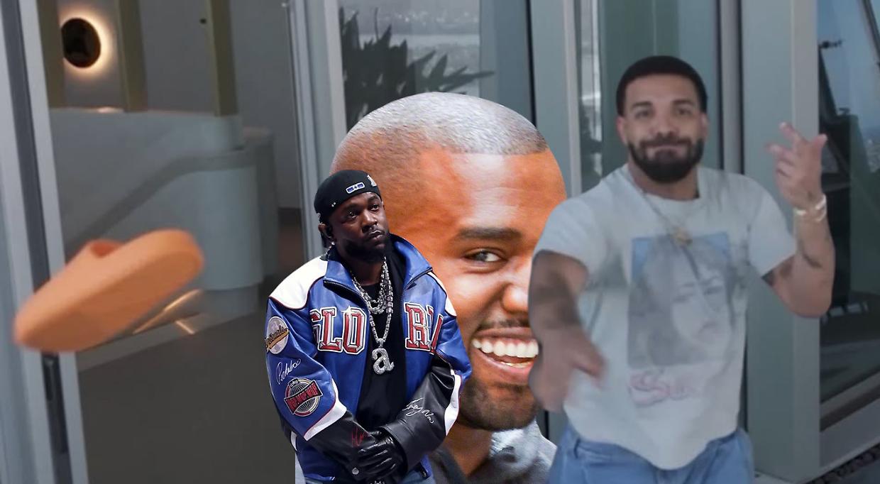 Kendrick Lamar, Kanye West (in mezzo), Drake (Fonte Instagram)