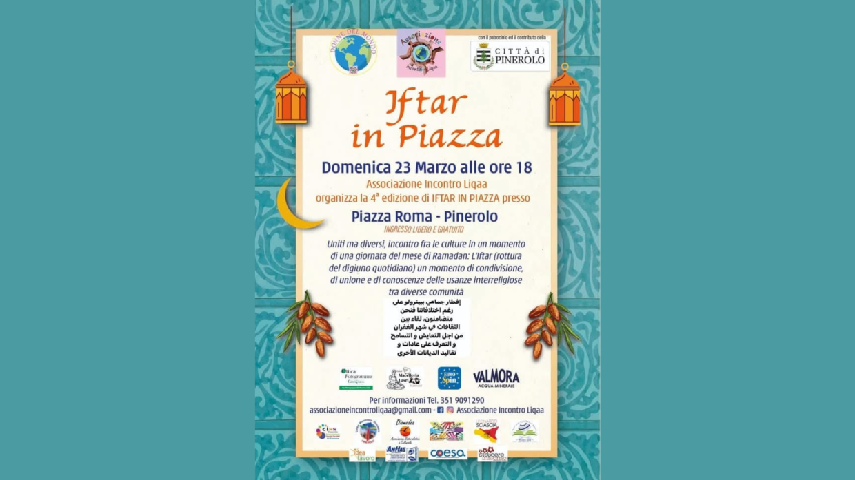 "Iftar in Piazza" a Pinerolo, un momento di festa e incontro promosso dall'Associazione Incontro Liqaa
