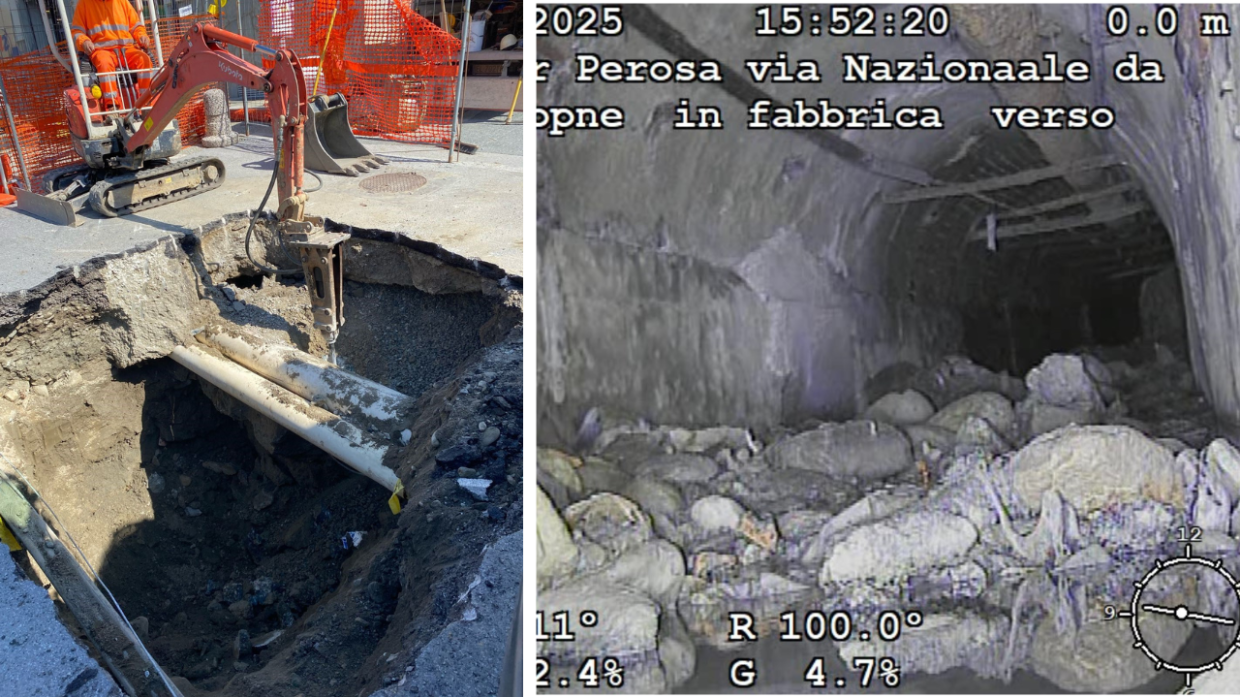 Si apre una voragine sulla strada provinciale 23 del Sestriere, disagi al traffico