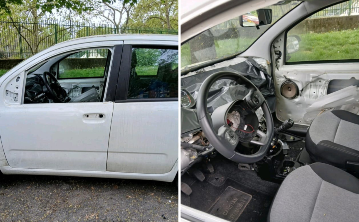 Fiat Panda "sbranata" dai cannibali: i ladri la smontano pezzo per pezzo