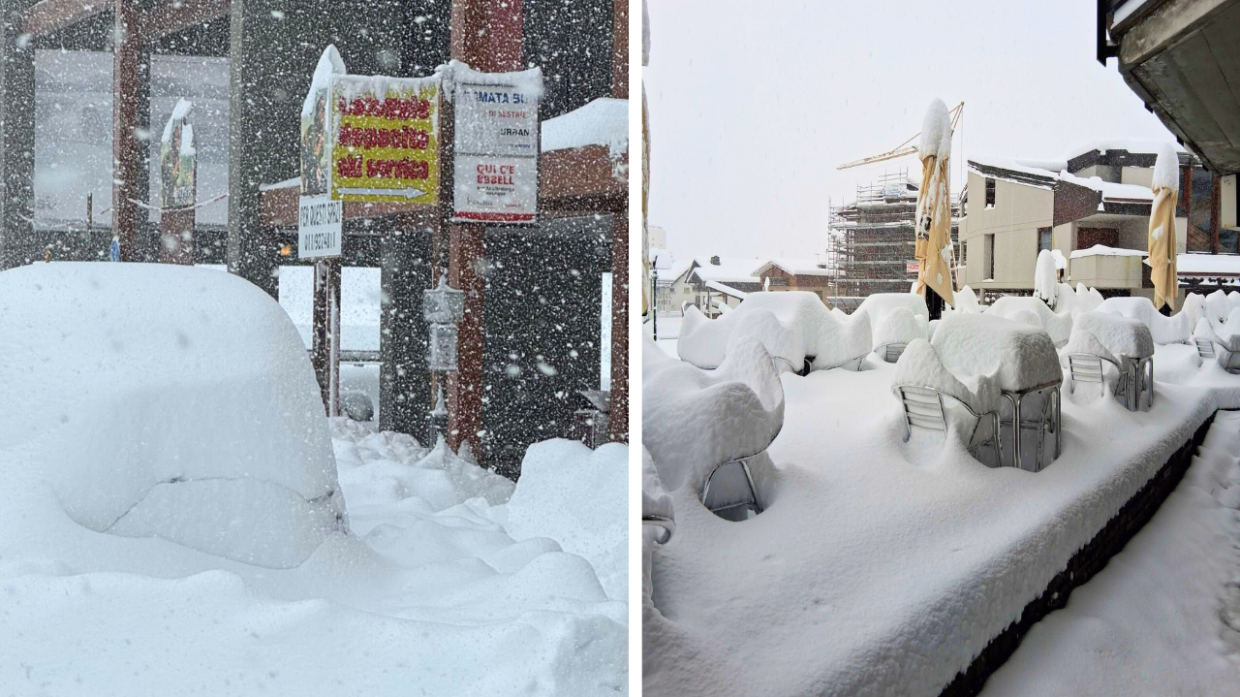 La nevicata in corso al Sestriere (foto Andrea Vuolo - Meteo in Piemonte)