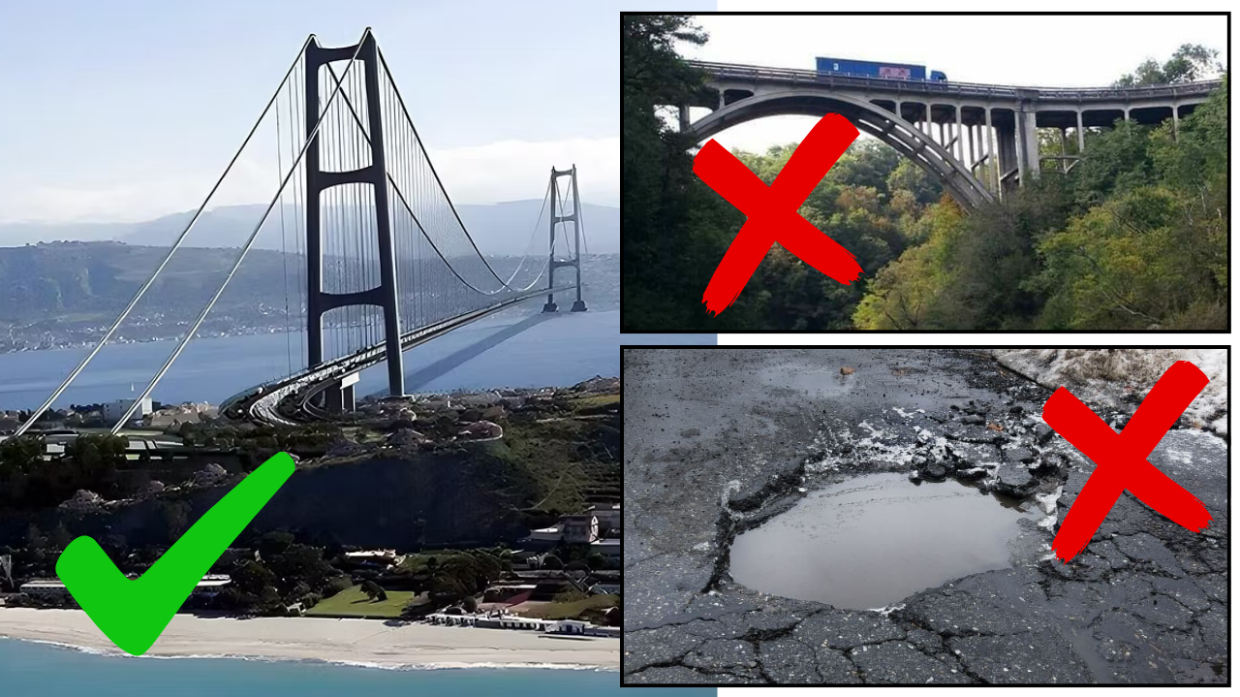 I soldi per il ponte di Messina ci sono, quelli per Ponte Preti e la riparazione delle buche sulle strade della provincia di Torino no