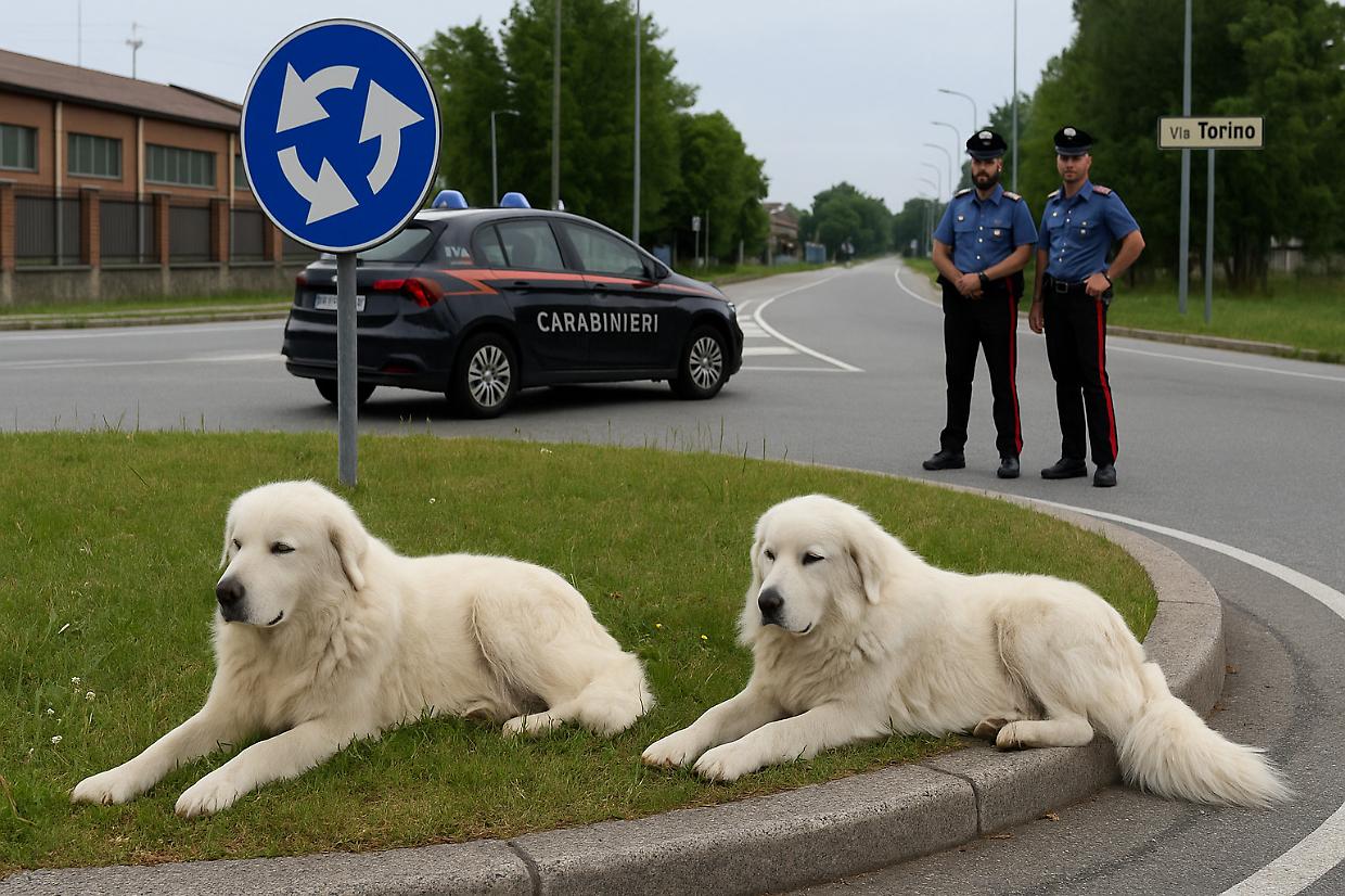 Due cani ritrovati sulla rotatoria di Condove