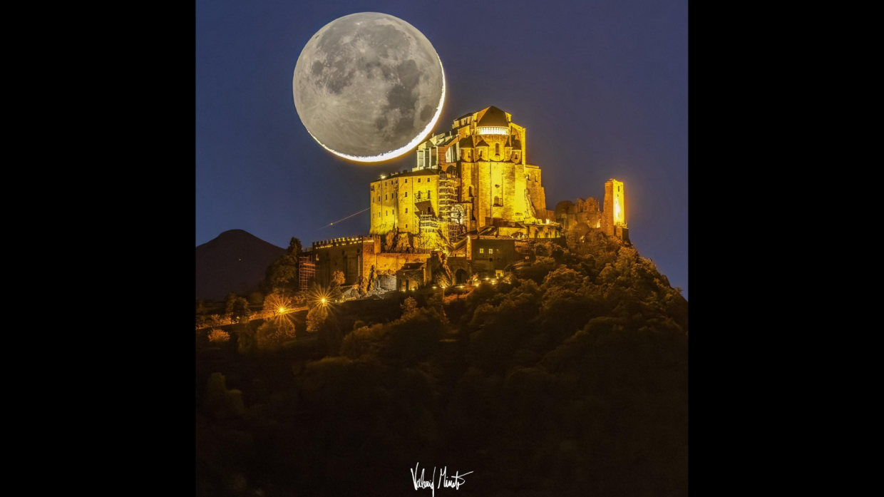 La luna sopra la Sacra: lo scatto mozzafiato di Valerio Minato incanta Torino